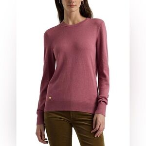 Lauren Ralph Lauren Cotton-Modal Crewneck Sweater Rose Blush | Size S | NWT